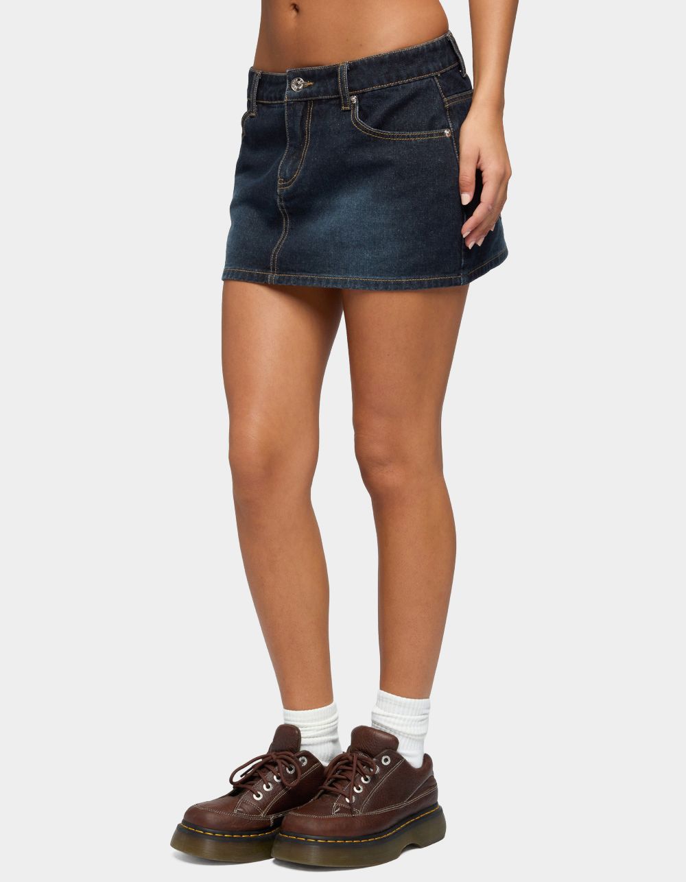 EDIKTED Chiara Denim Micro Skirt - DARK BLUE