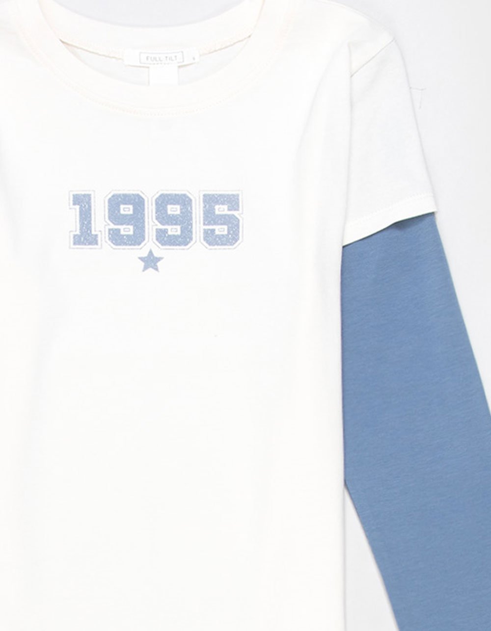 FULL TILT 1995 Star Girls Long Sleeve 2fer Tee  - Cream Combo
