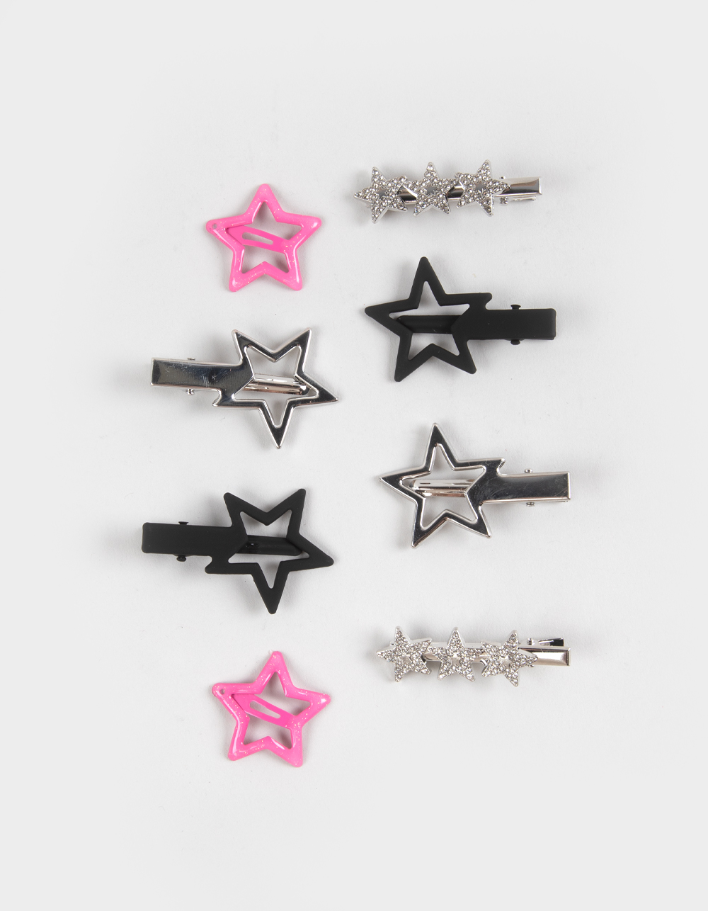 FULL TILT 8 Pack Mixed Star Hair Clips - MULTI