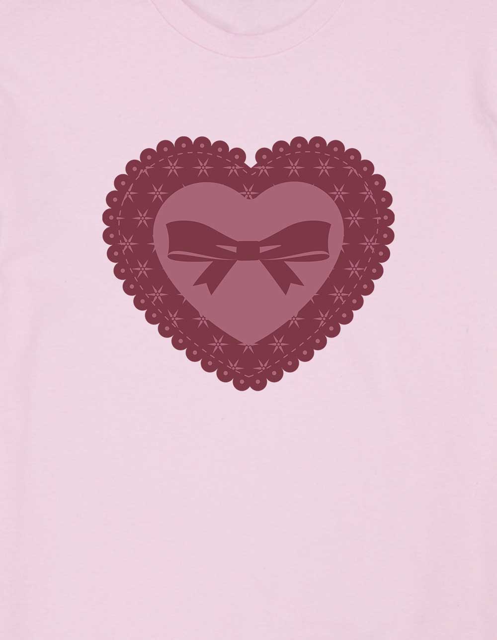 BOW Heart Lace Unisex Tee - LIGHT PINK