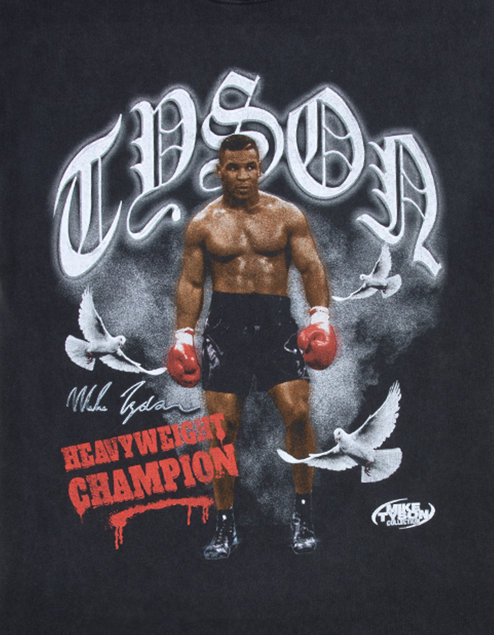 MIKE TYSON Brawler Mens Boxy Tee - WASHED BLACK