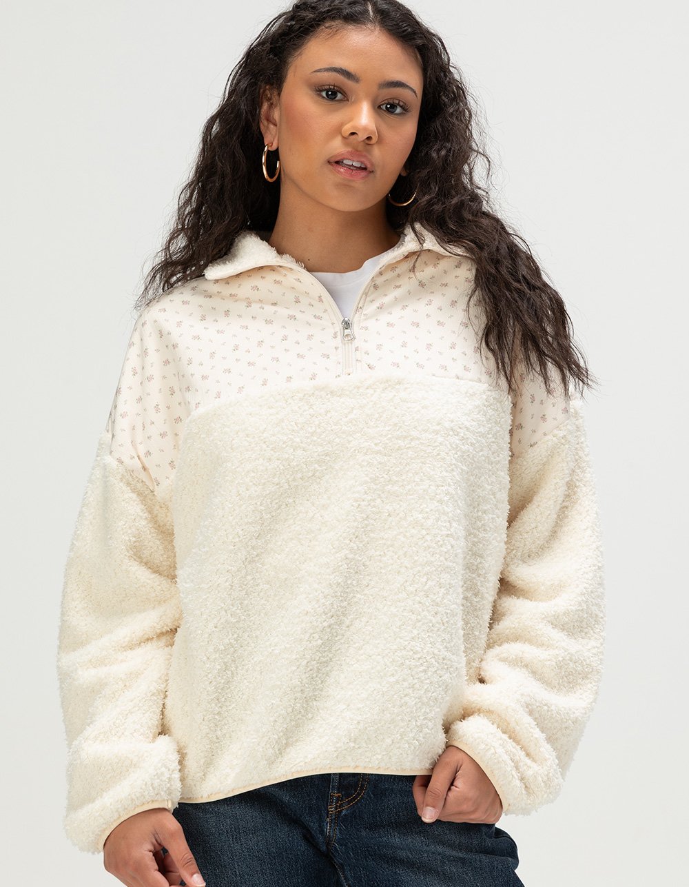 HAPPY CAMP3R Aria Womens 1/4 Zip Pullover - CREAM