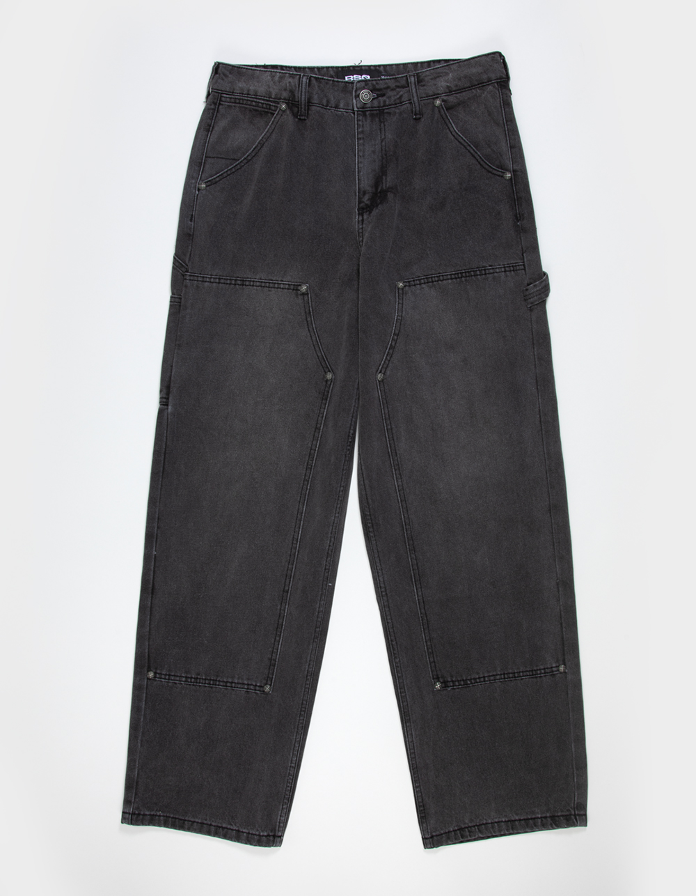 RSQ Mens Baggy Studded Utility Pants - WASHED BLACK
