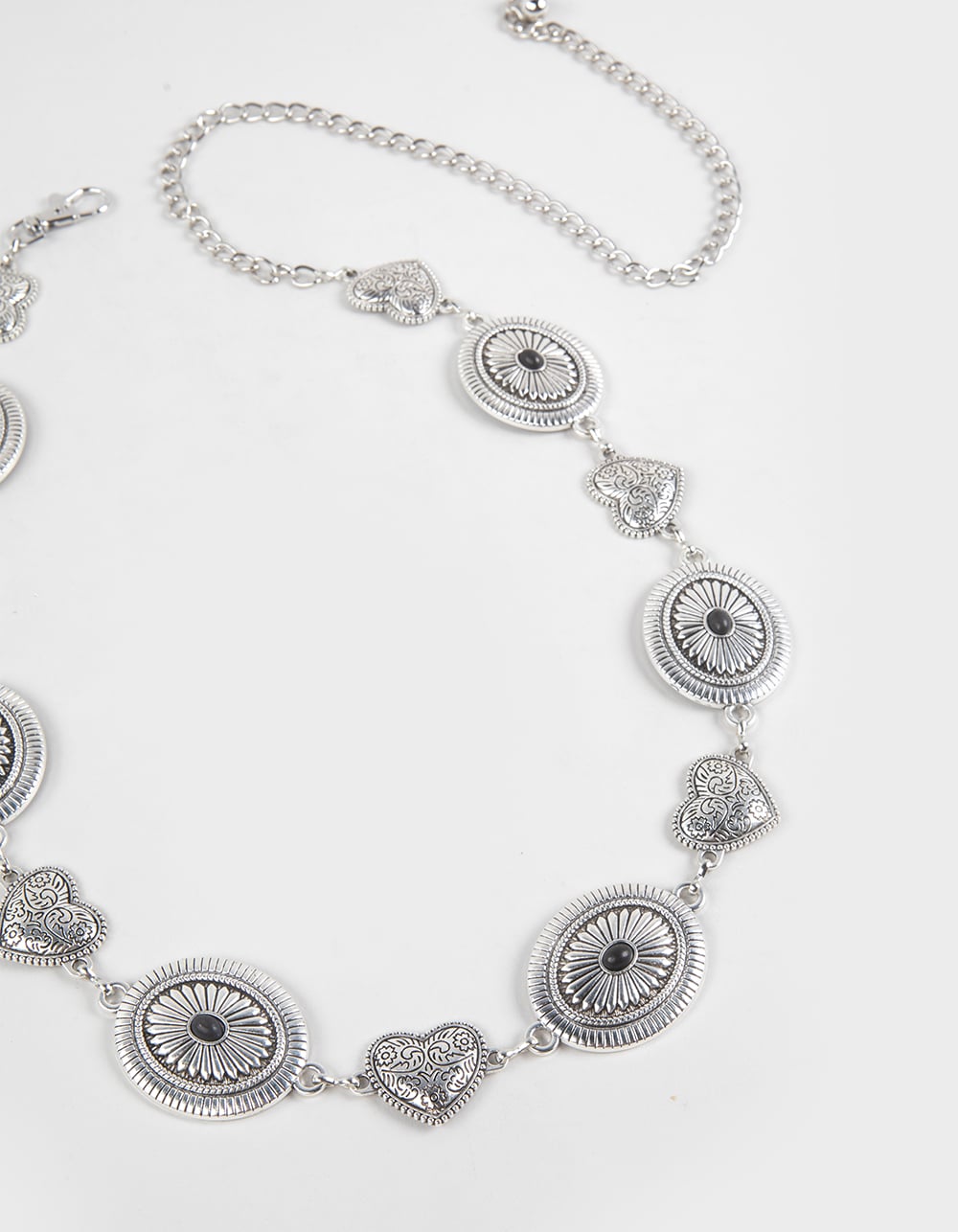 Concho Heart Chain Belt - SILVER