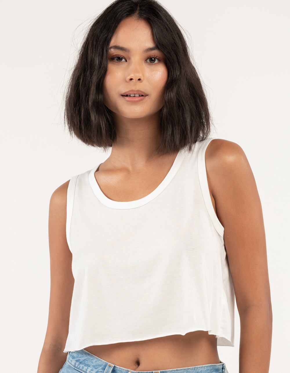 HEART & HIPS Womens Cropped Muscle Tank Top SOFT WHITE Tillys