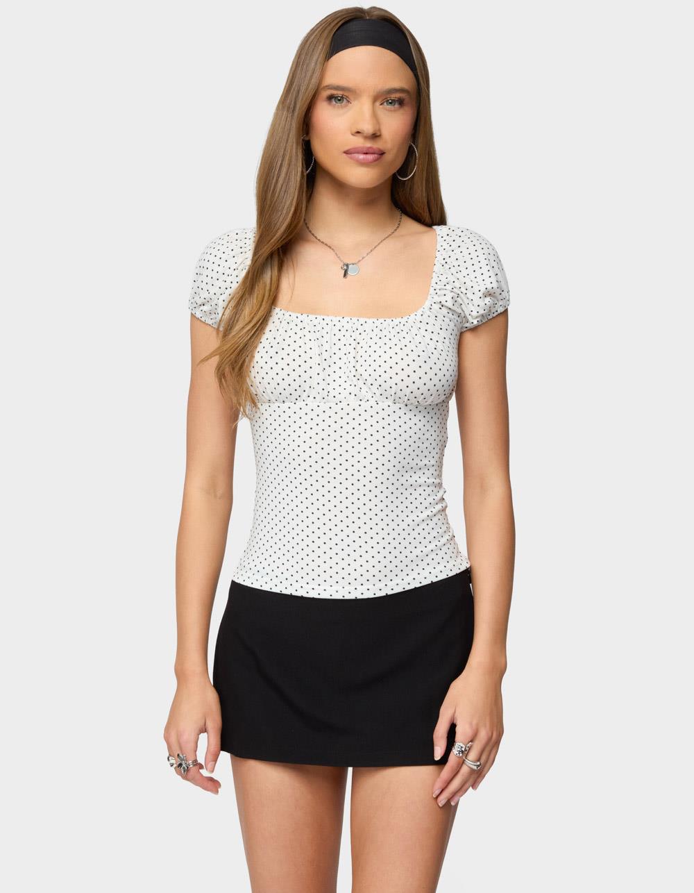 EDIKTED Stefania Polka Dot Top