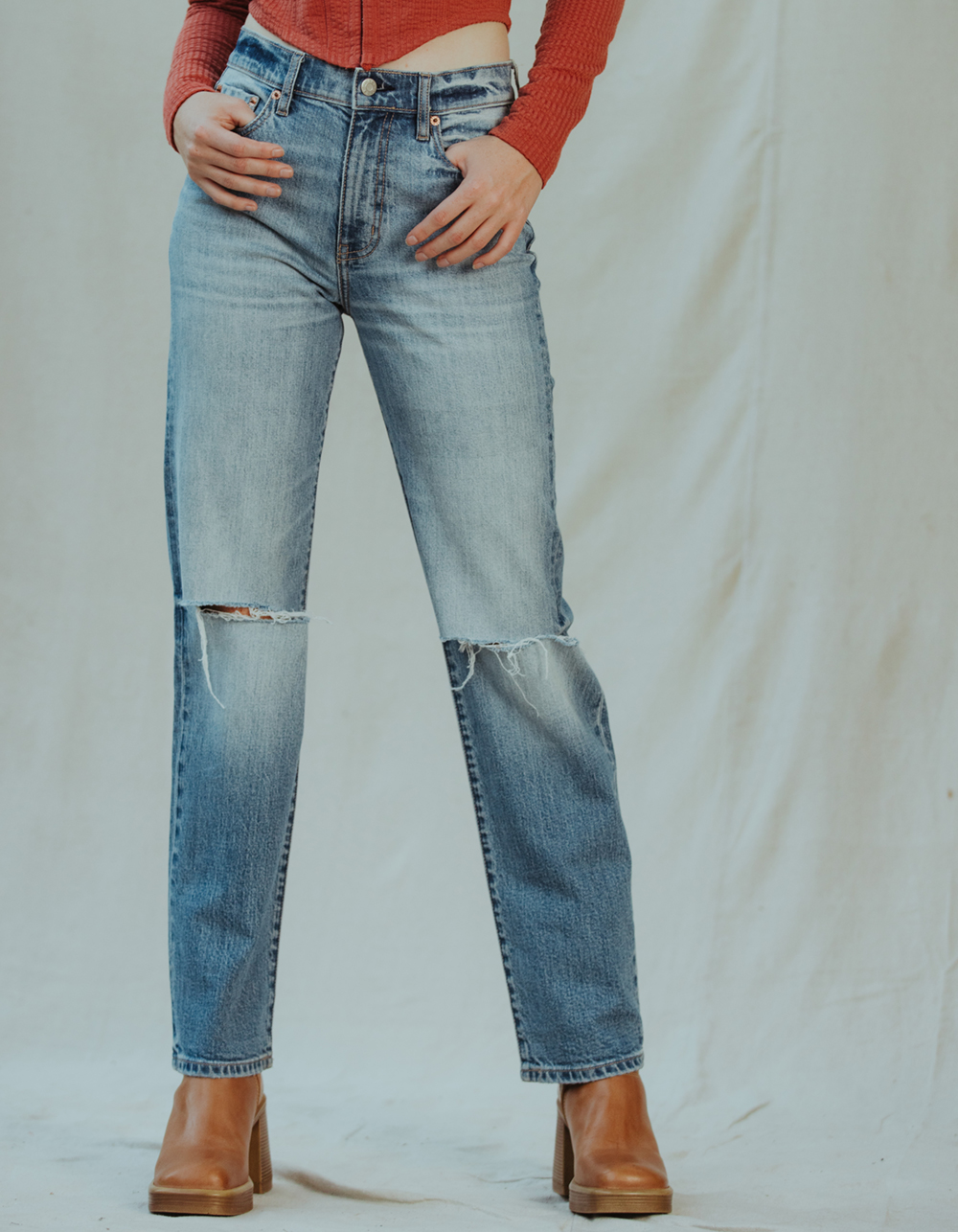 DAZE DENIM Sundaze Womens High Rise Dad Jeans MEDIUM DESTRUCTED Tillys