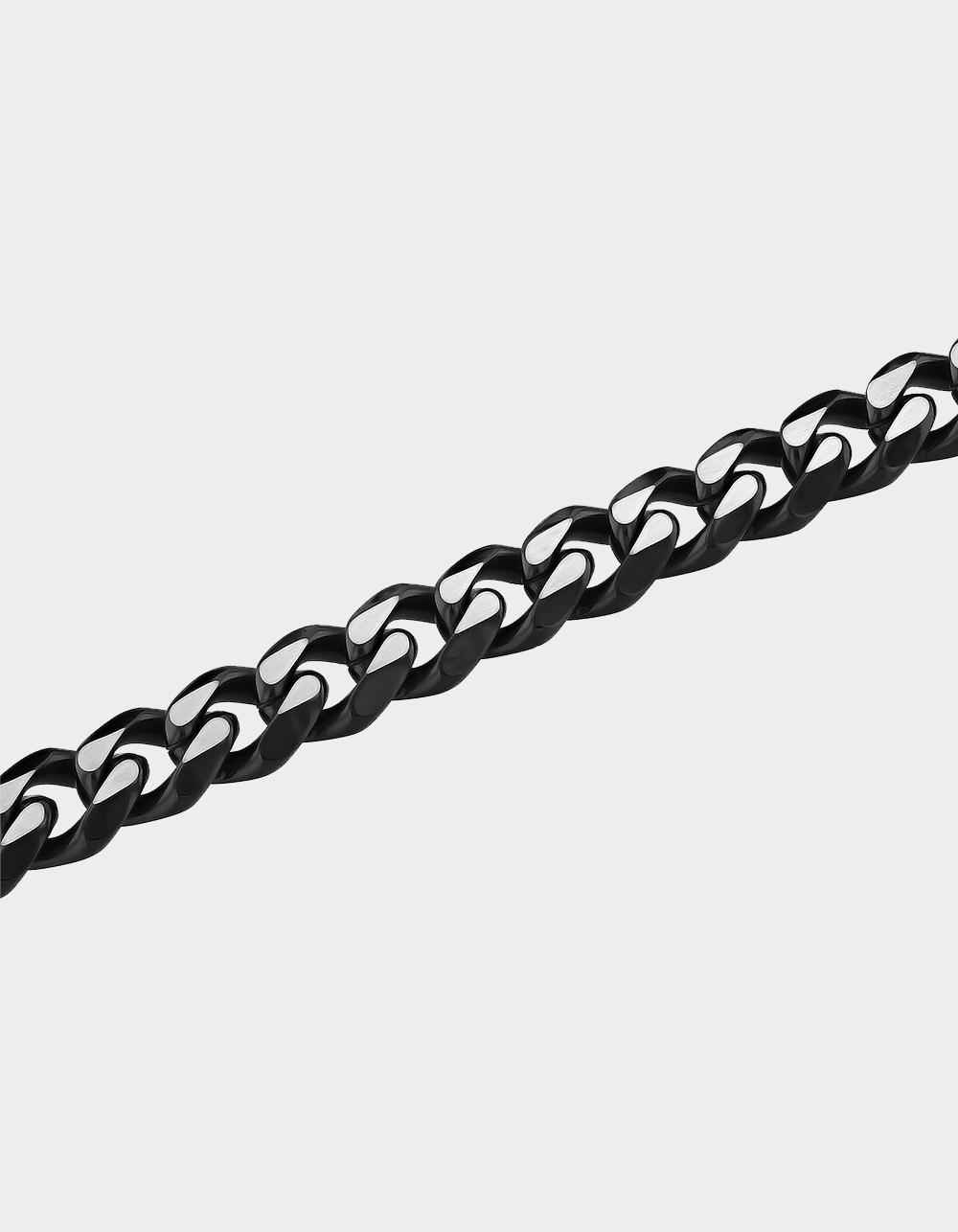 STEEL NATION Stainless Steel With Black IP Beveled Curb Link Bracelet - BLACK