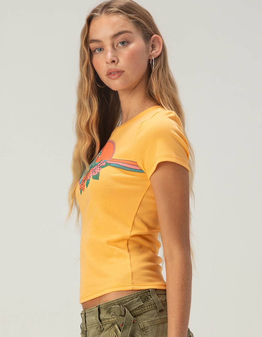 FULL TILT Retro Surf Womens Baby Tee - ORANGE