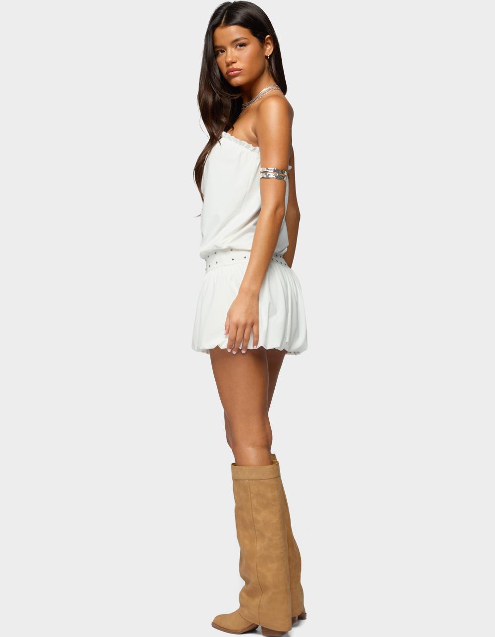 EDIKTED Layton Studded Strapless Bubble Mini Dress - WHITE