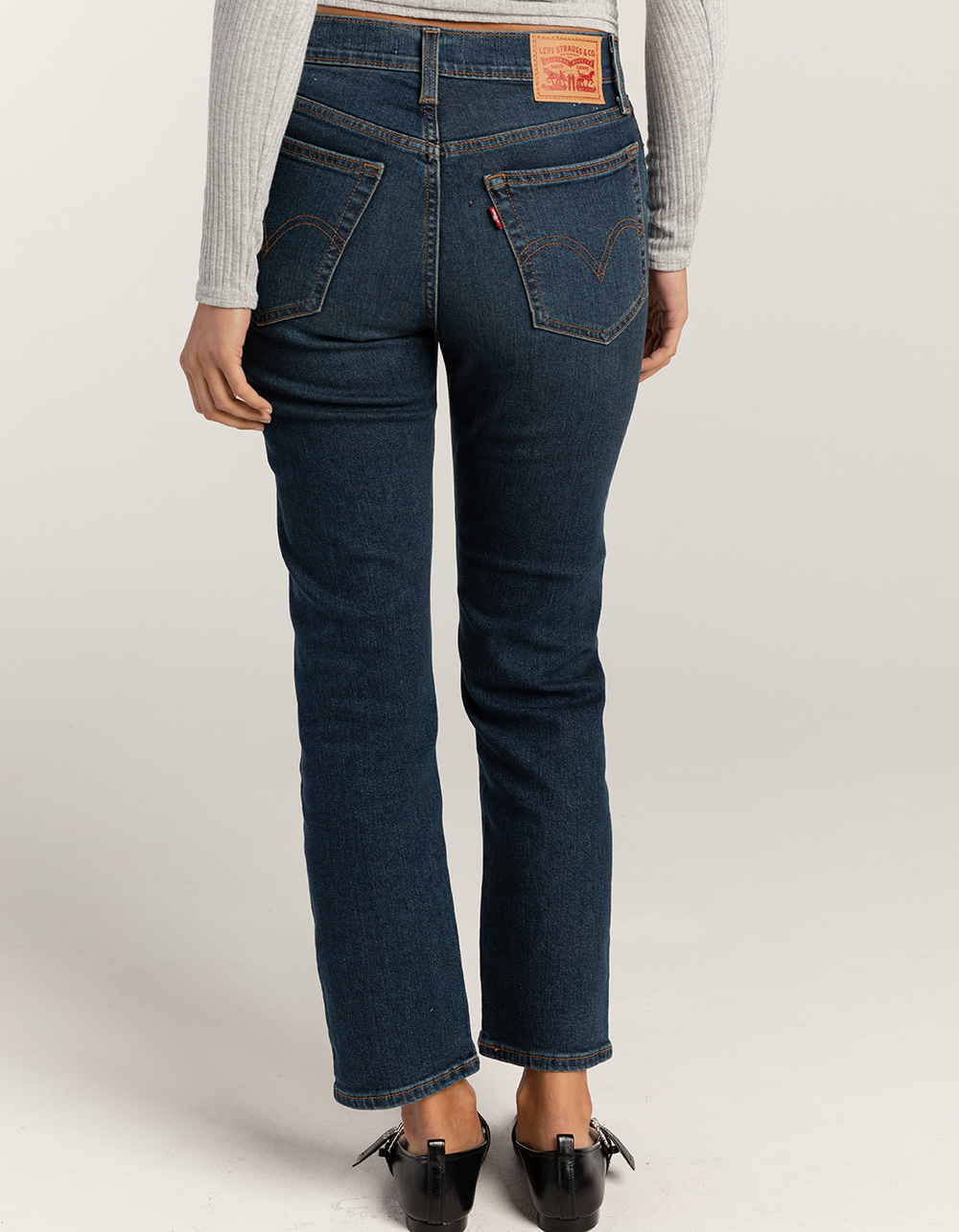 LEVI'S Wedgie Straight Womens Jeans - Indigo Here We Go - DARK STONE ...