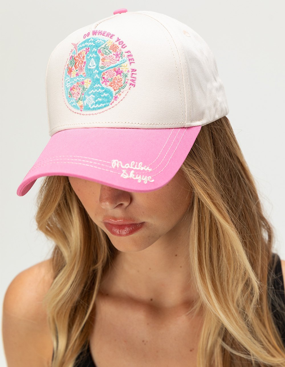 MALIBU SKYYE Feel Alive Womens Snapback Hat - PNK/WHT