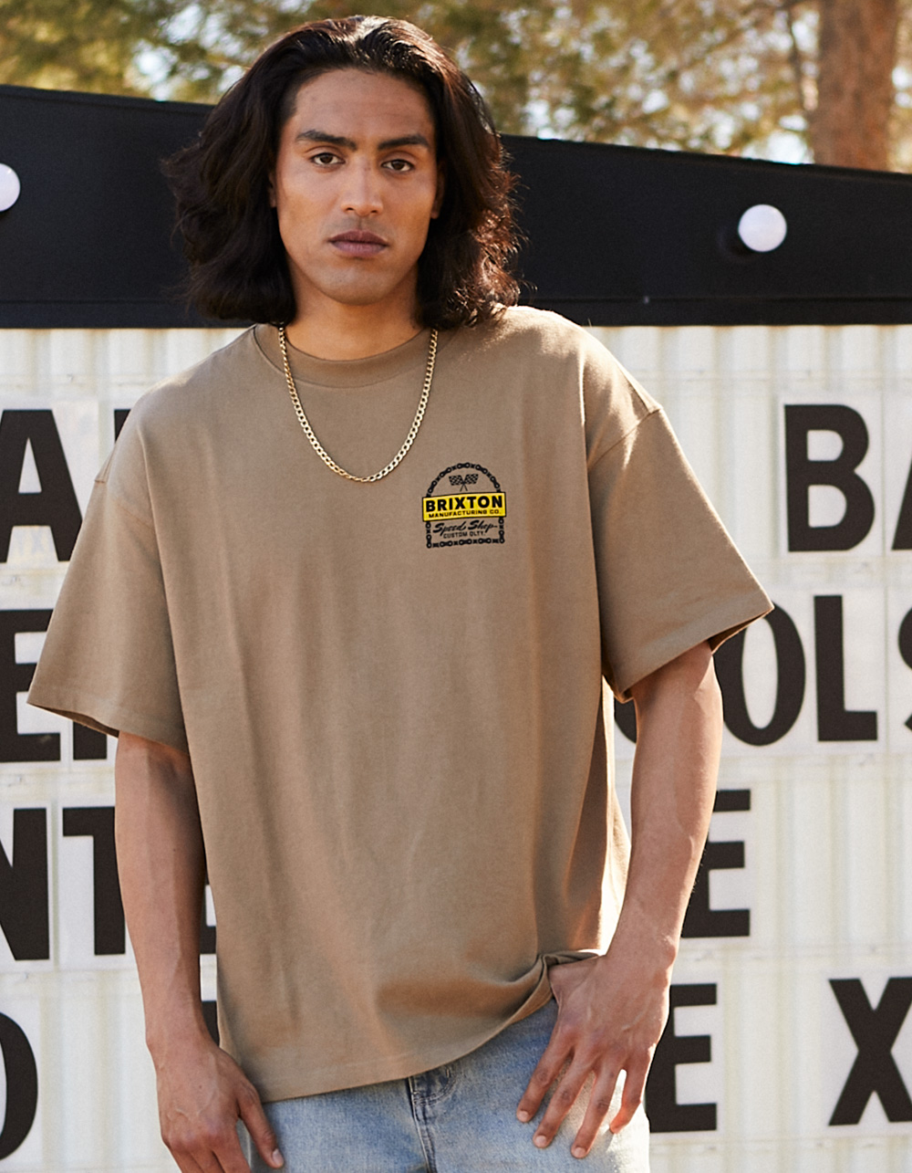BRIXTON Drayton Mens Heavyweight Relaxed Tee - KHAKI