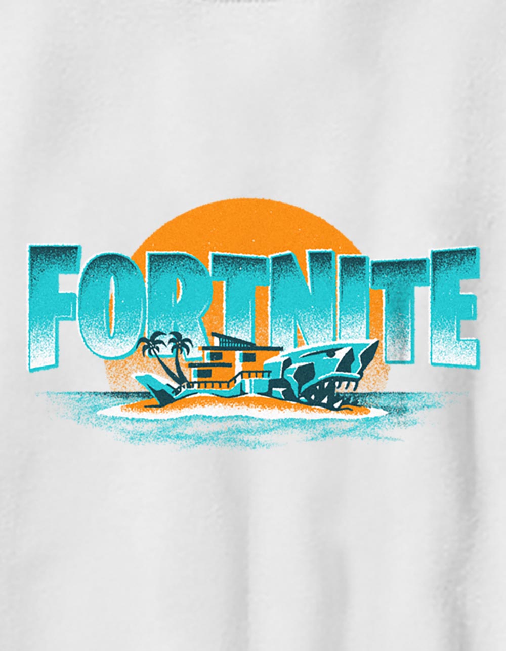 FORTNITE Logo Shark Island Unisex Kids Tee - WHITE