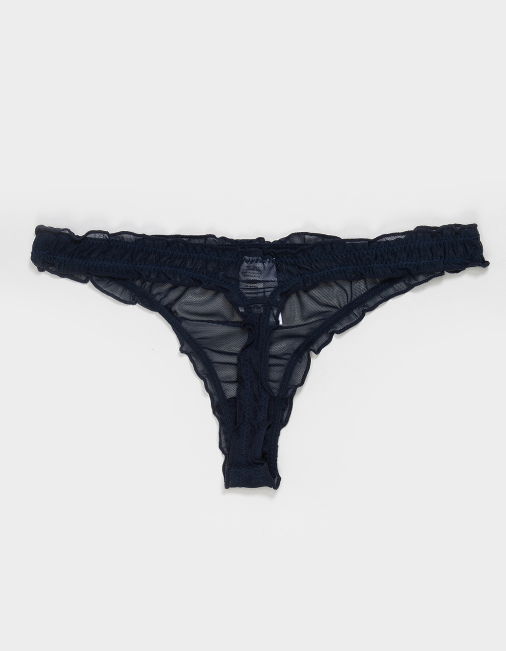 FULL TILT Lettuce Edge Mesh Thong - NAVY