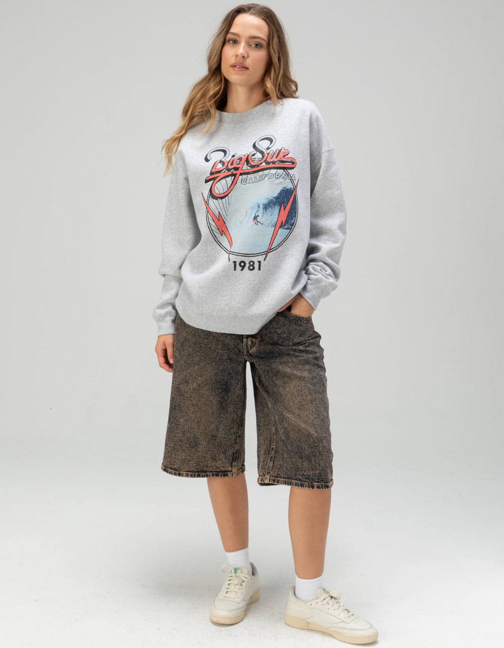 GIRL DANGEROUS Big Sur Womens Crewneck Sweatshirt - HEATHER GRAY