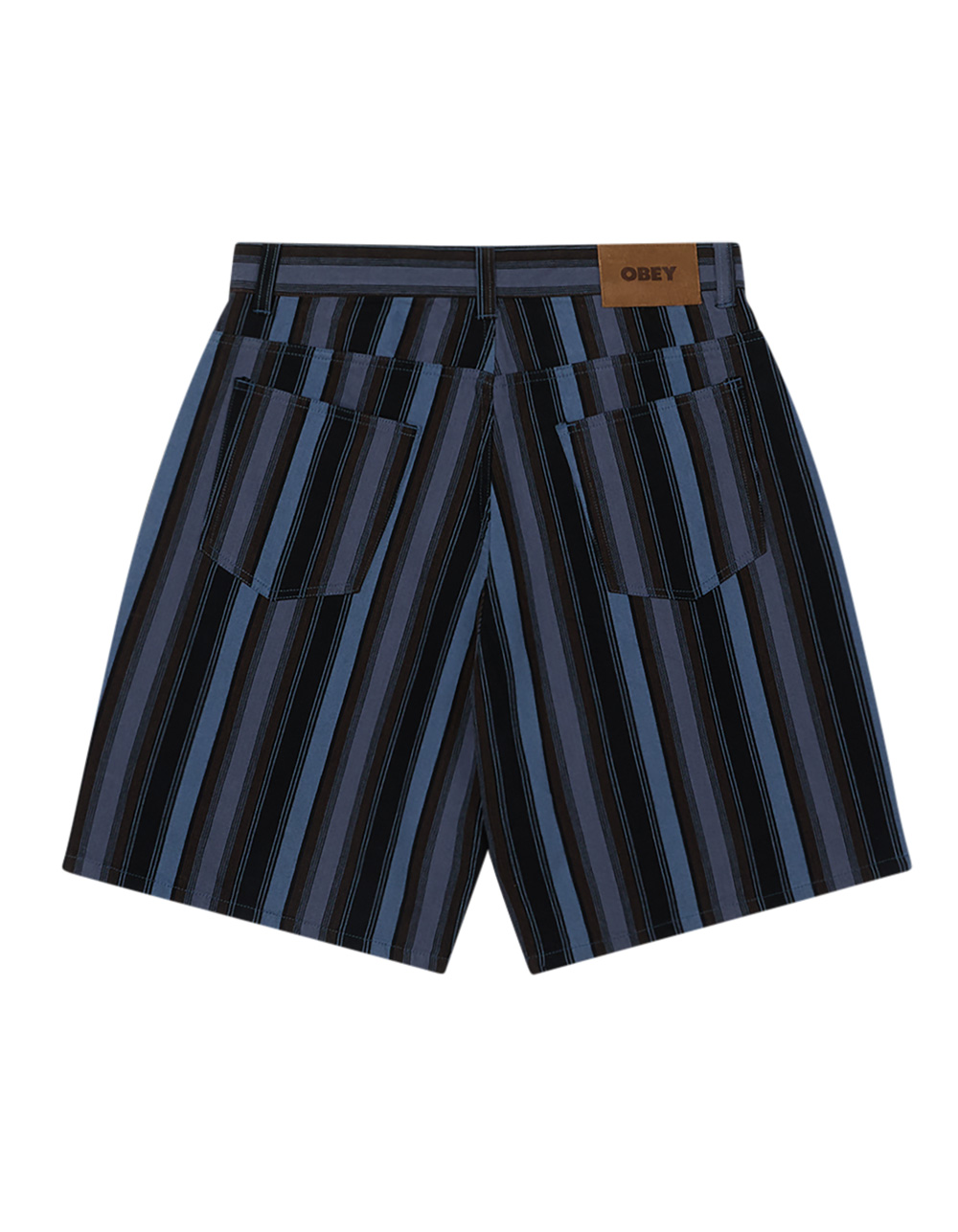 OBEY Baja Stripe Mens Baggy Denim Shorts - BLUE COMBO