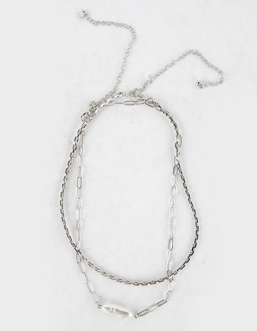 RSQ Layered Pearl Chain Necklace