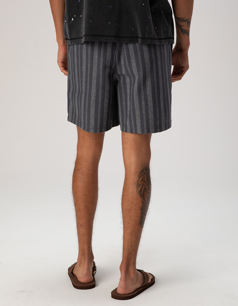 RSQ Mens Stripe Pull On Shorts - GRAY/WHITE