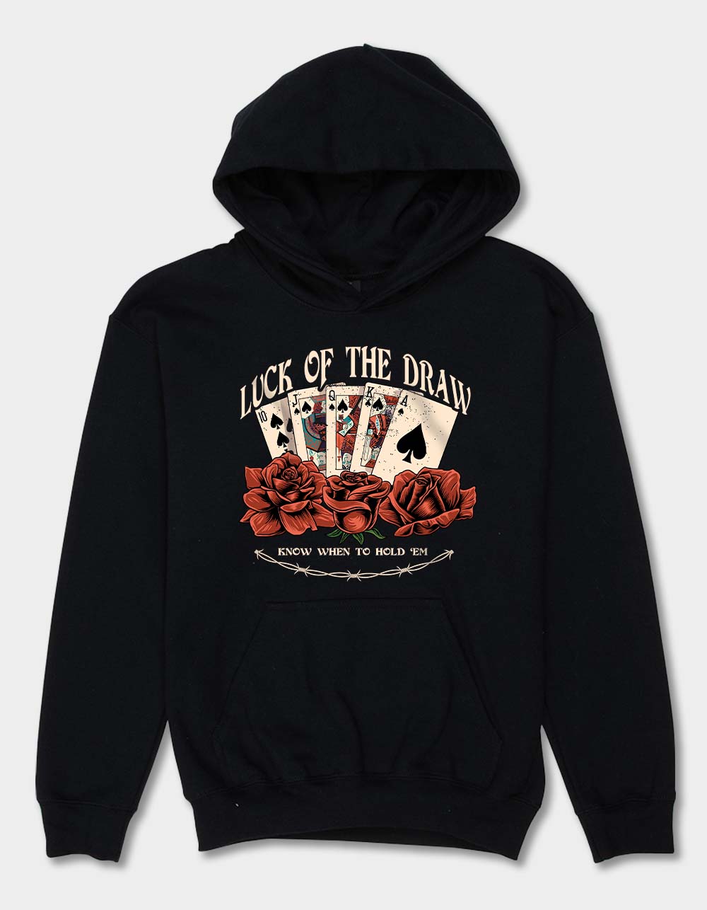 LUCK Hold Em Unisex Kids Hoodie - BLACK