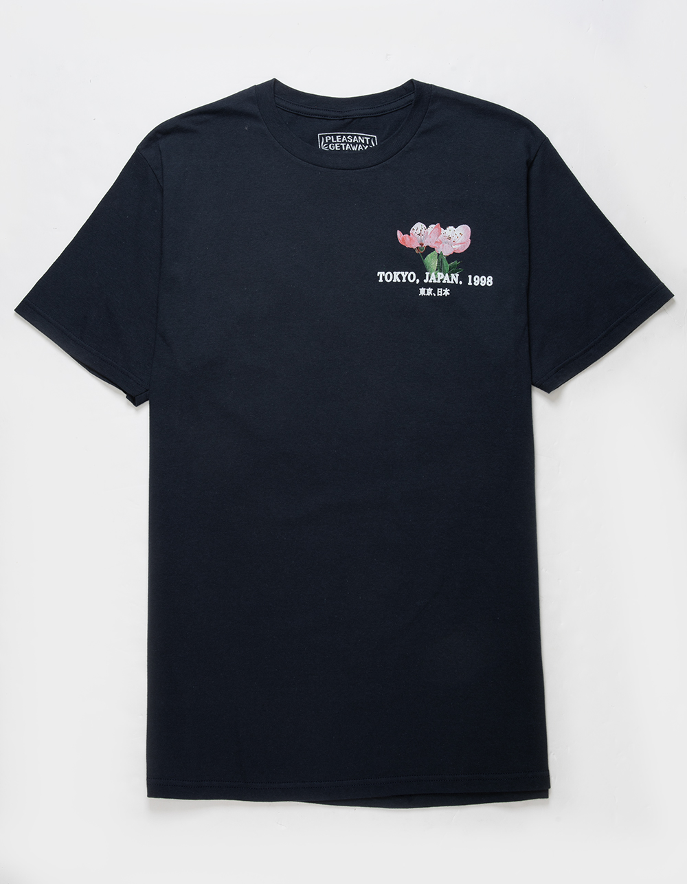 PLEASANT GETAWAY Cherry Blossoms Mens Tee - NAVY
