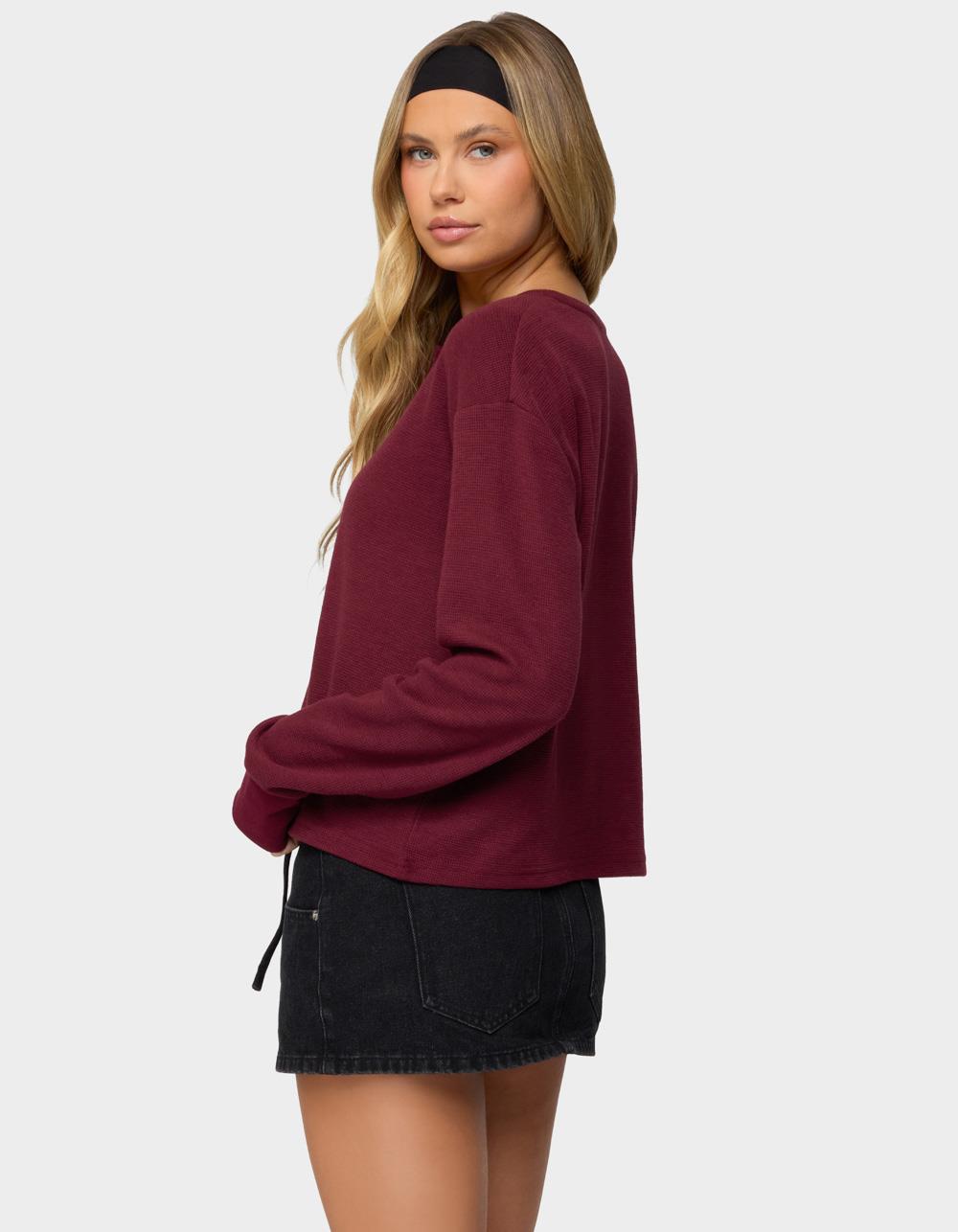 EDIKTED Deni Long Sleeve Henley Waffle Top