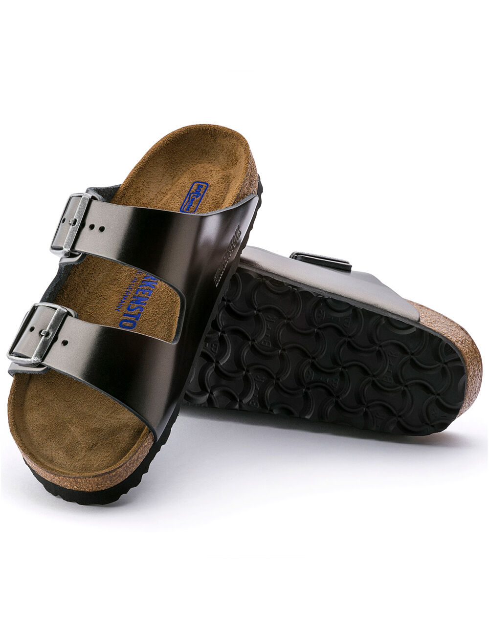 birkenstock arizona soft footbed metallic anthracite