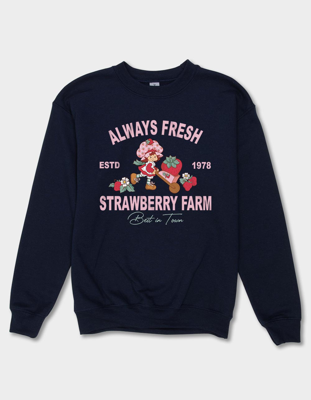 Strawberry SHORTCAKE Farm Unisex Kids Crewneck Sweatshirt - NAVY