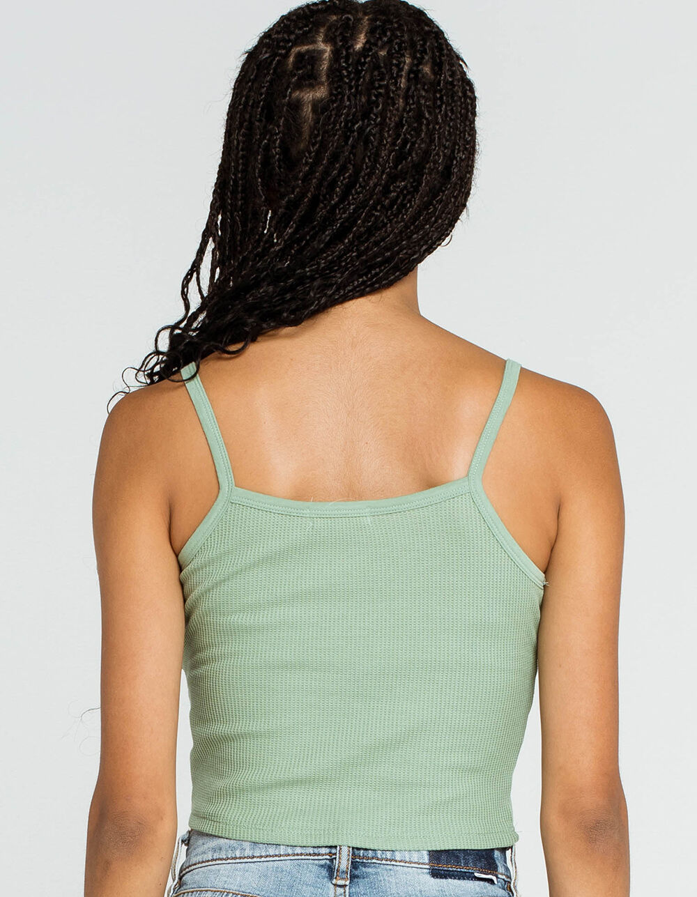HEART & HIPS Basic Womens Sage Cropped Tank image number 2