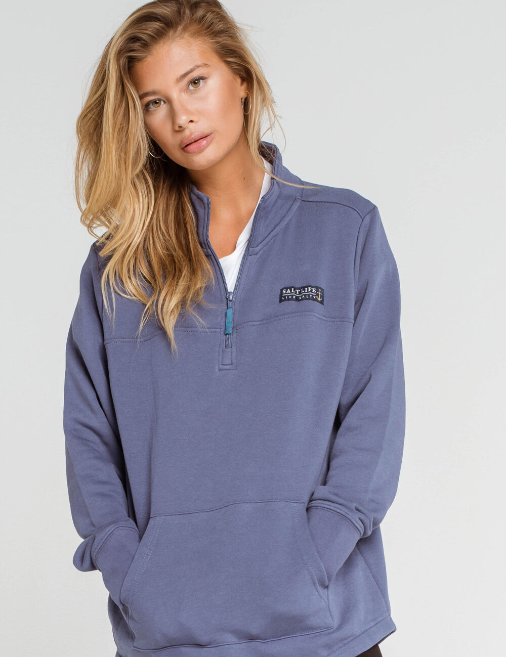 SALT LIFE Seacoast Quarter Zip Womens Sweatshirt - FADED NAVY | Tillys