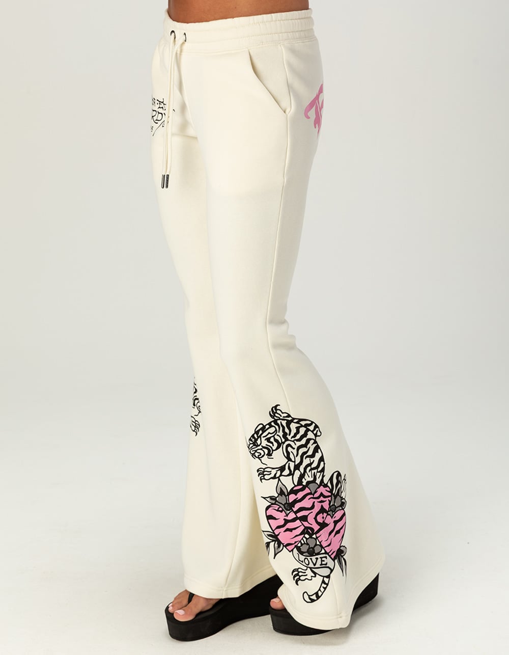 ED HARDY Love Kills Slowly Womens Bootcut Sweatpants - IVORY