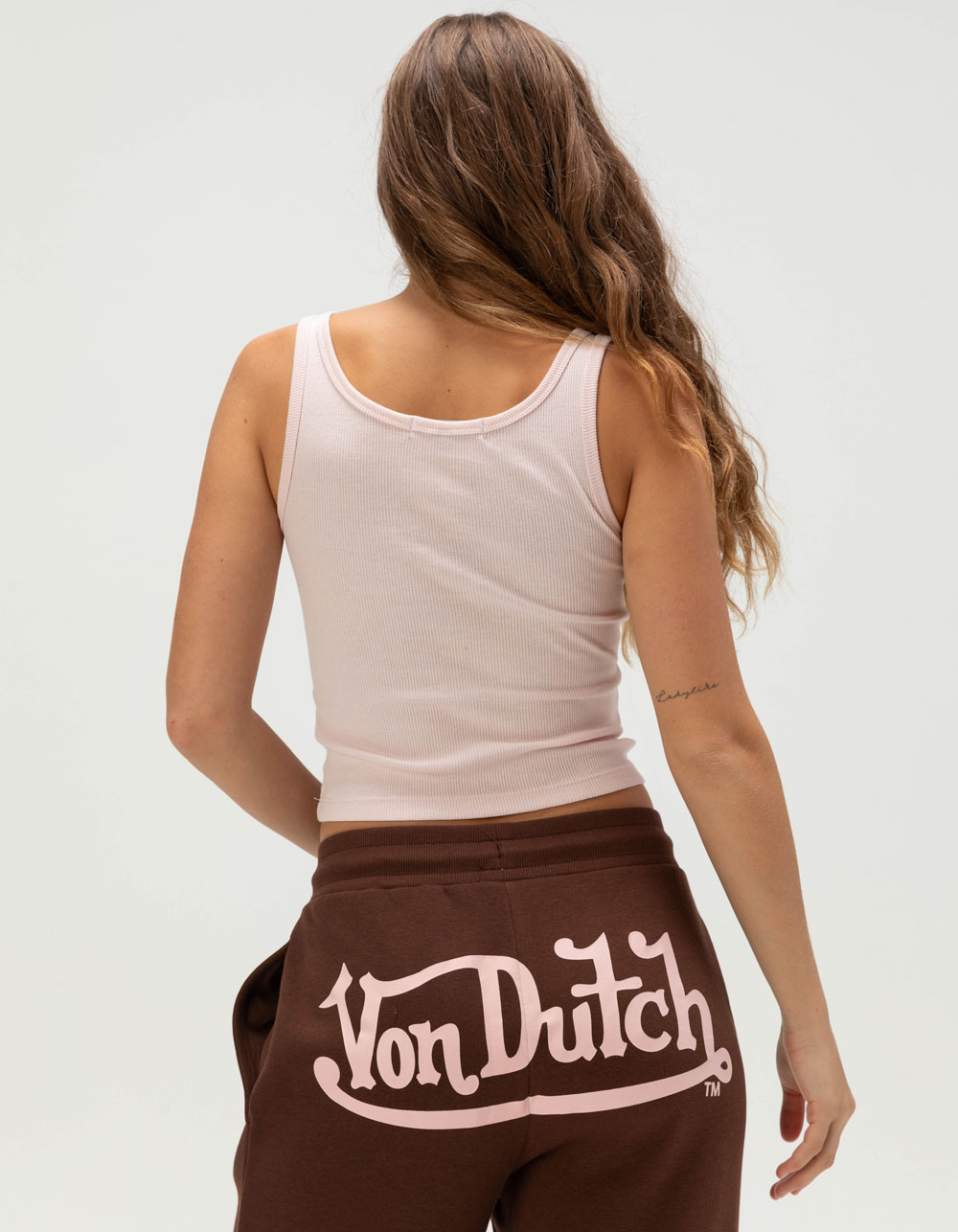 VON DUTCH Logo Womens Tank Top - DUSTY PINK