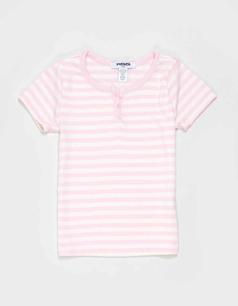 RSQ Girls Stripe Henley Top - PINK COMBO