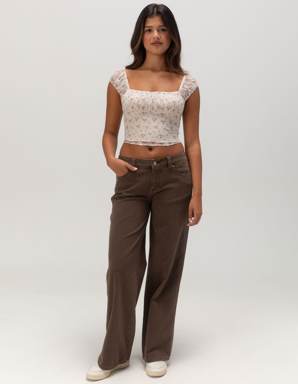 RSQ Womens Low Rise Baggy Carpenter Jeans - BROWN
