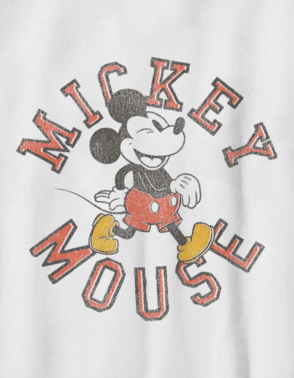 DISNEY Collegiate Mickey Distressed Unisex Kids Tee - WHITE