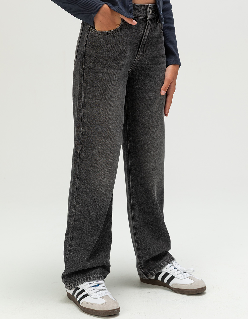 RSQ Girls High Rise Wide Leg Jeans - DARK GRAY