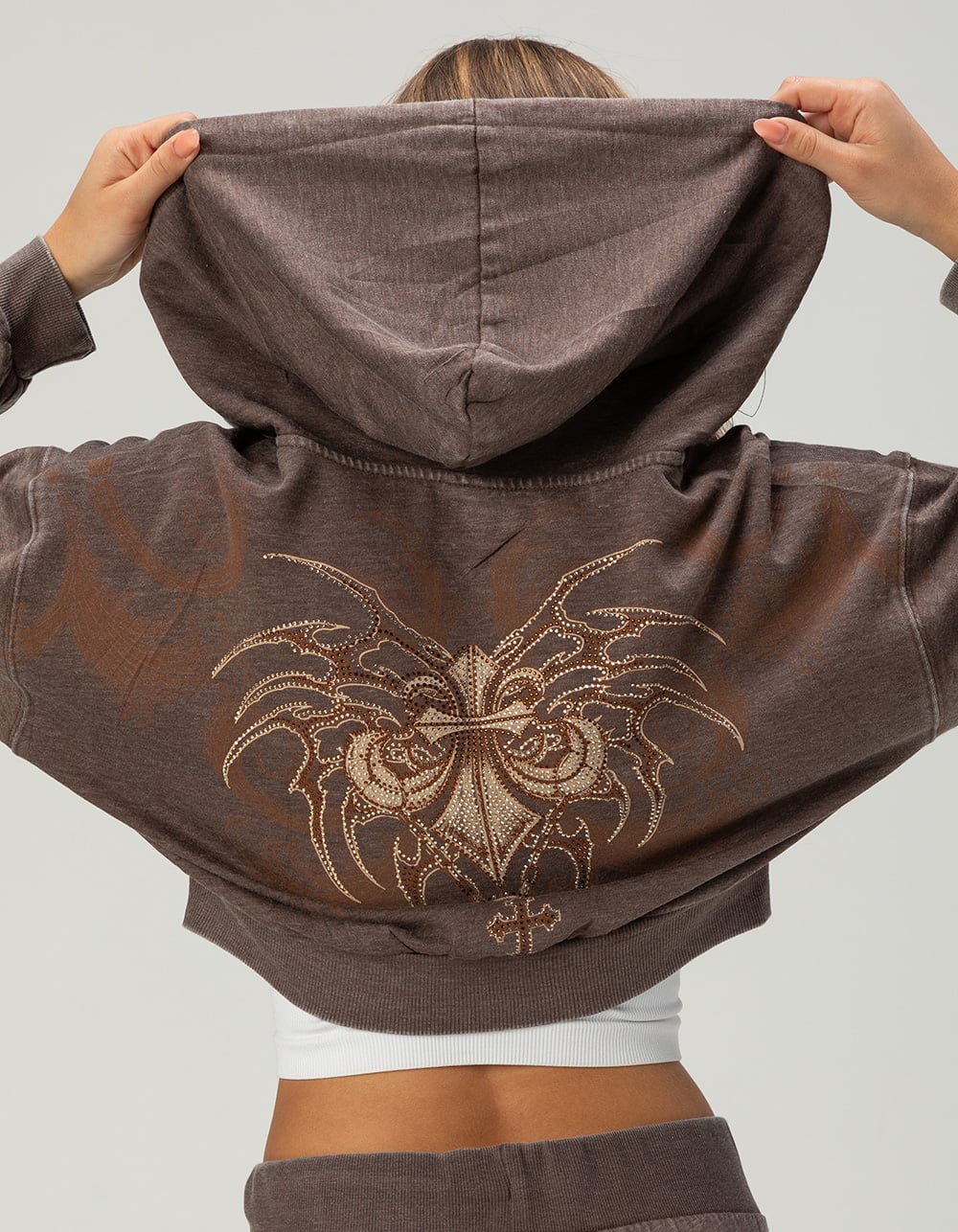 AFFLICTION Shred Fest Womens Zip-Up Hoodie - TAUPE