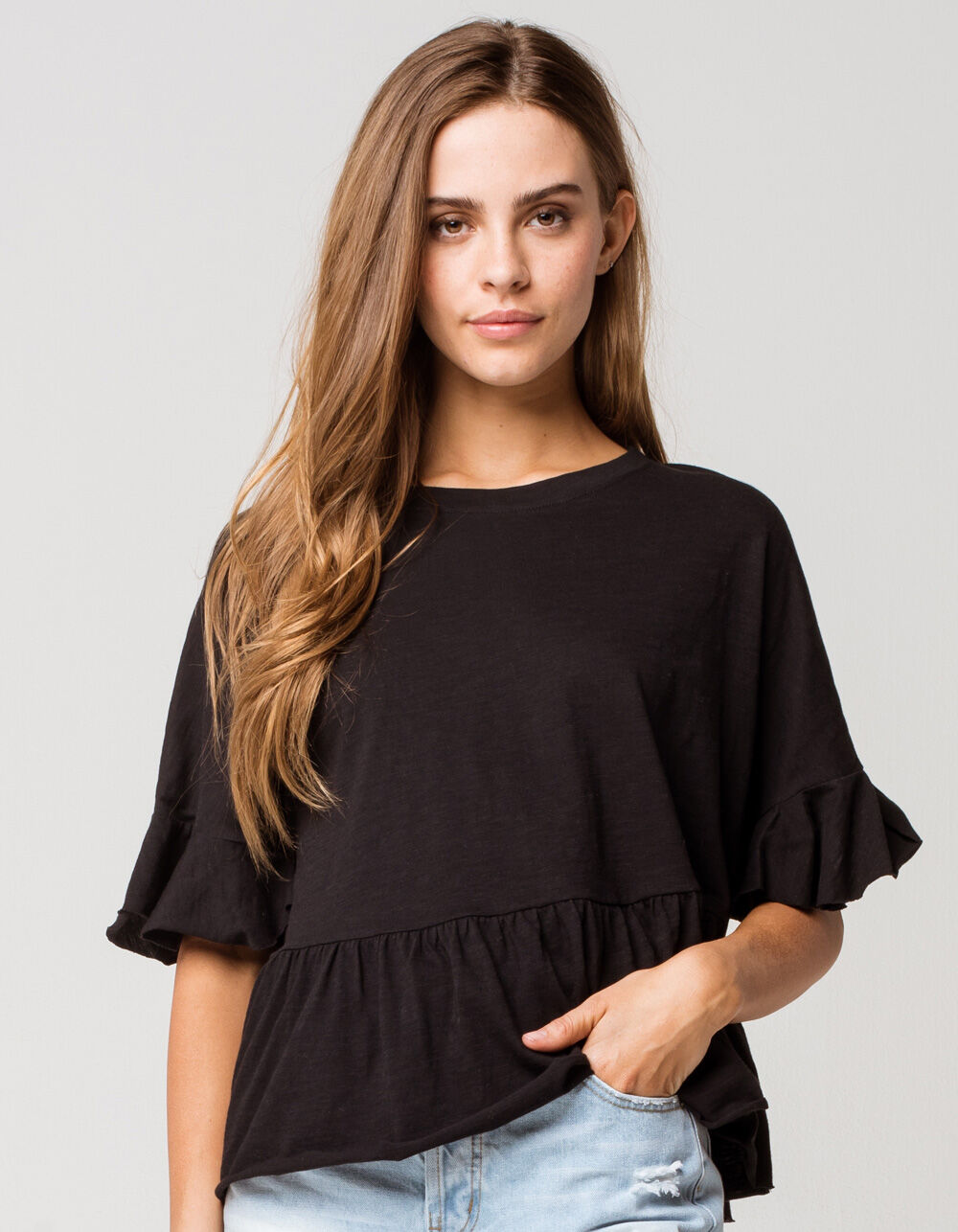 RSQ Ruffled Womens Black Babydoll Top BLACK Tillys