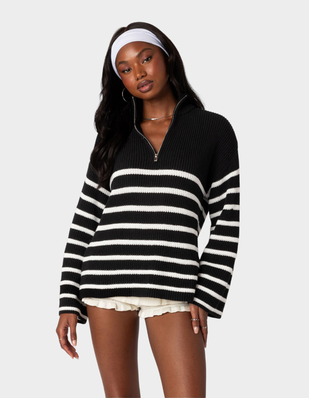 EDIKTED Oversized Quarter Zip Womens Sweater