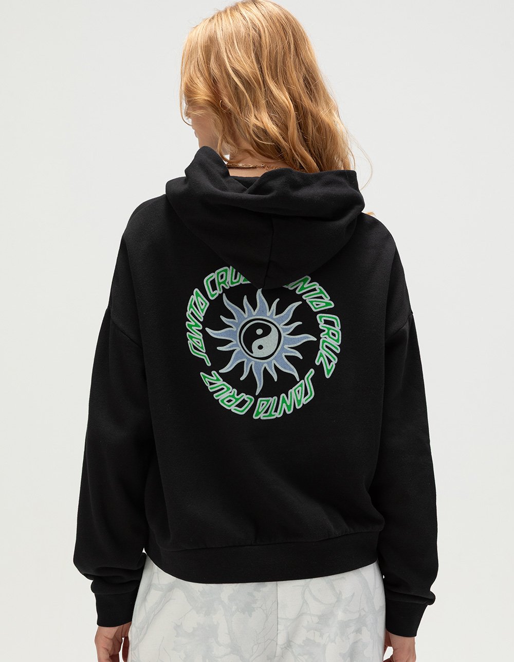 SANTA CRUZ Sol Spiral Womens Crop Hoodie - BLACK