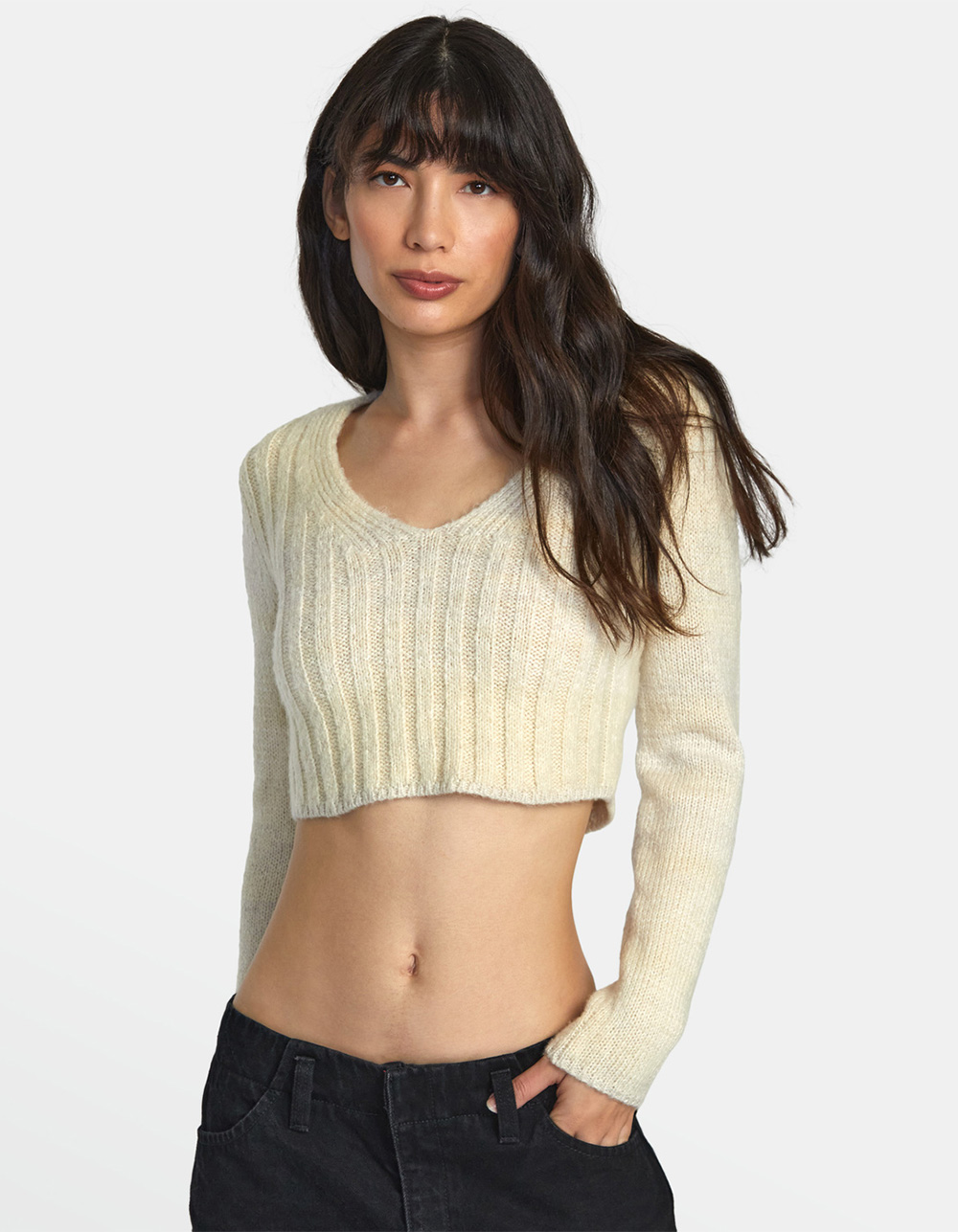 RVCA Destiny Womens Crop Sweater - CREAM | Tillys