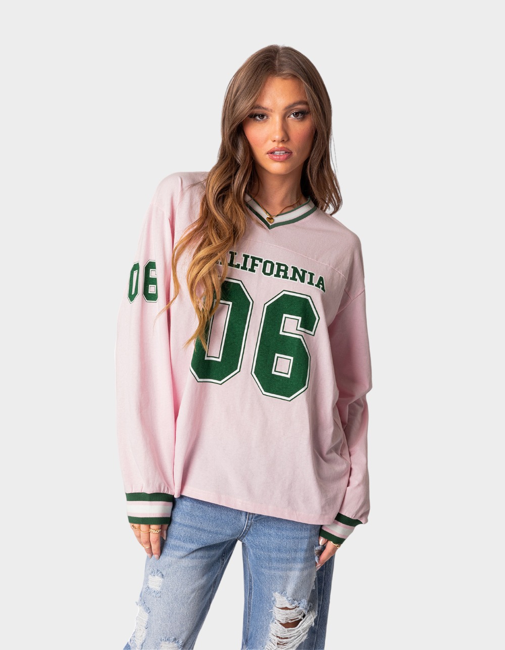 EDIKTED Cali Oversized Baseball Tee LIGHT PINK Tillys