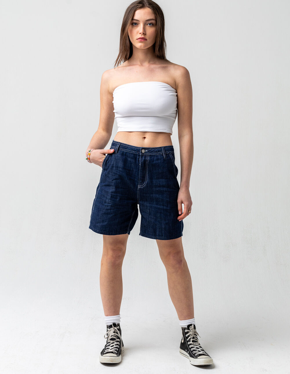 VOLCOM Painterly Womens Denim Shorts - DARK WASH