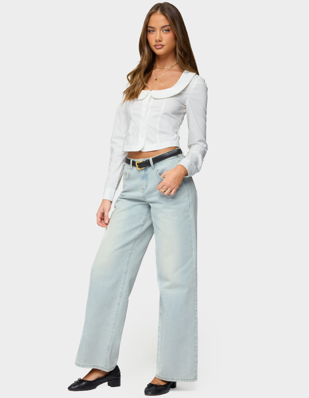 EDIKTED Ery Mid Rise Baggy Jeans - BLUE
