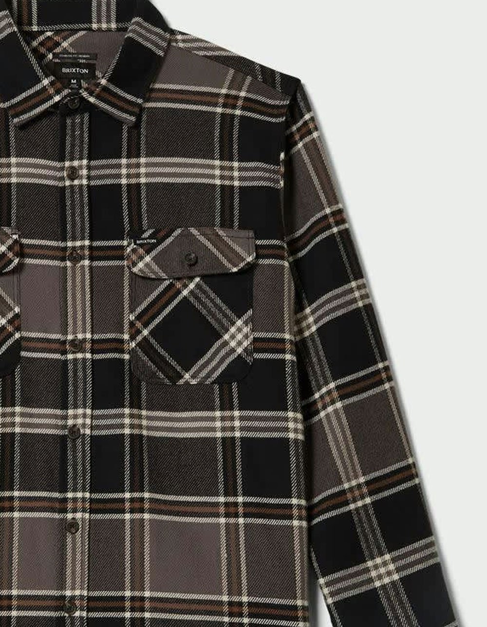 BRIXTON Bowery Mens Flannel - GRAY COMBO