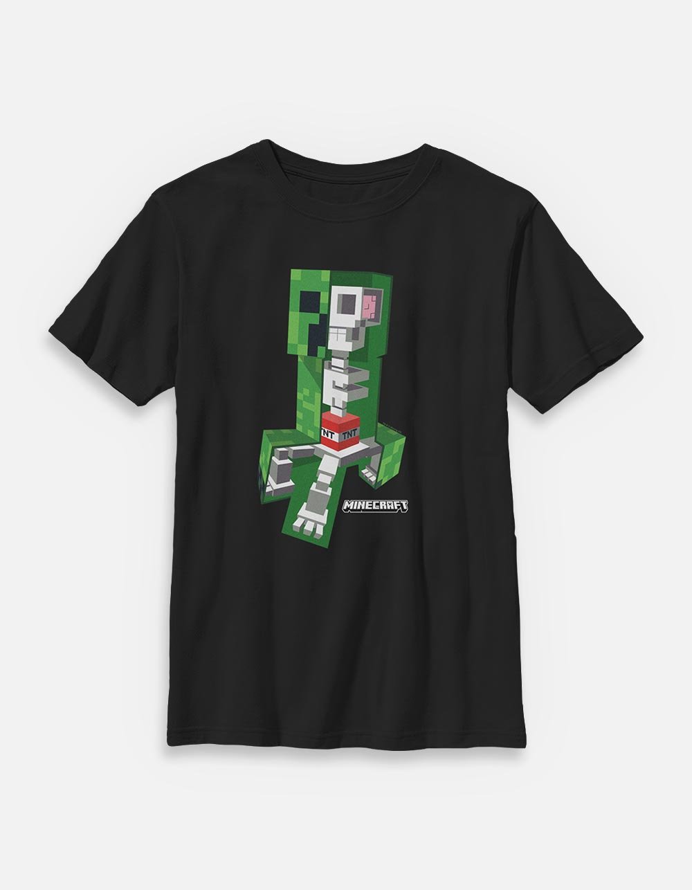MINECRAFT Skeleton Creeper Unisex Kids Tee - BLACK