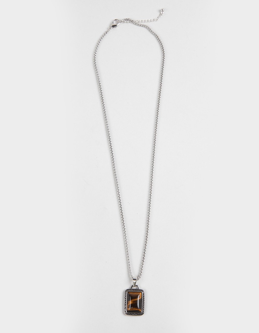 RSQ Tigers Eye Pendant Necklace - SILVER