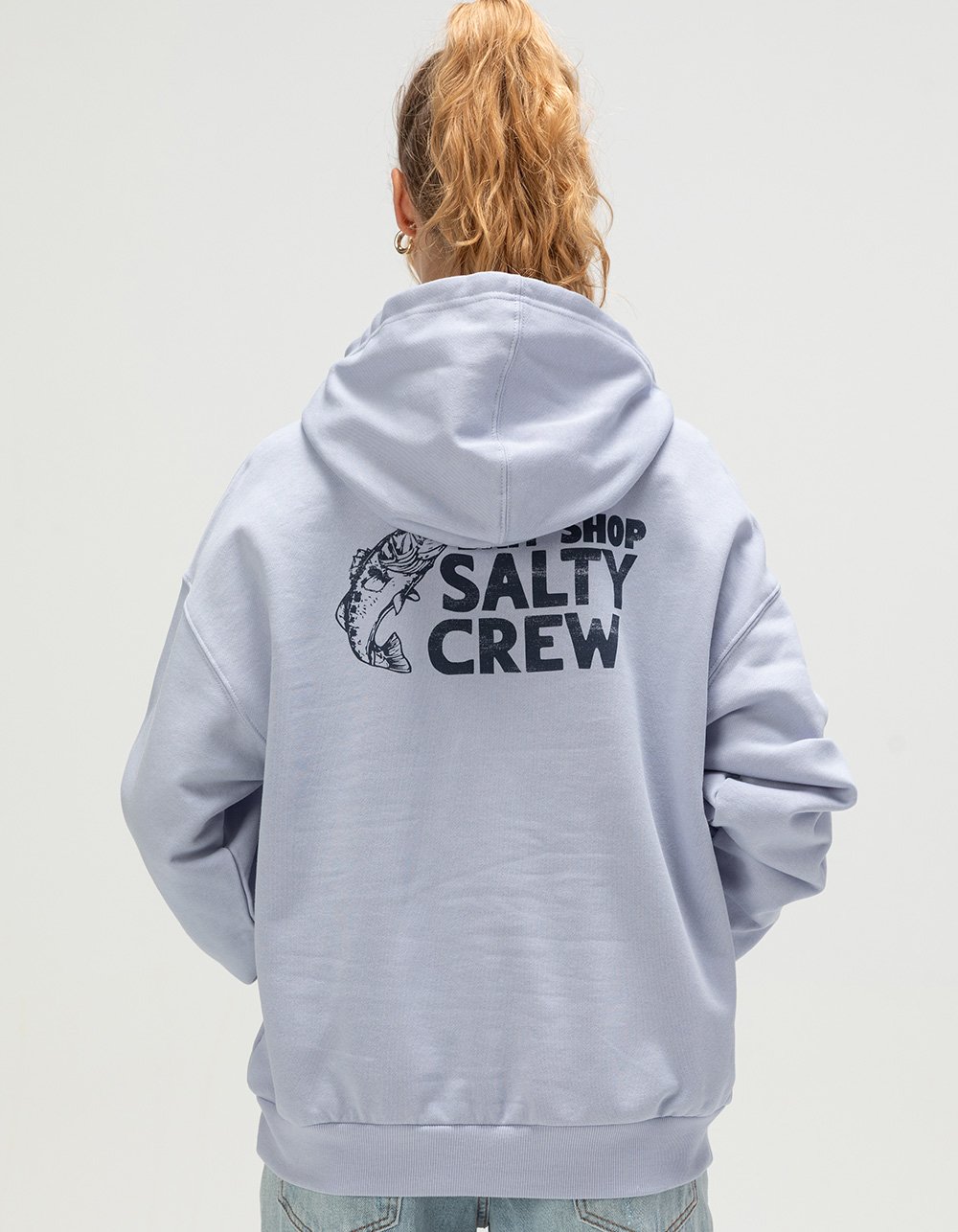 SALTY CREW Bait Shop Womens Hoodie - LIGHT BLUE