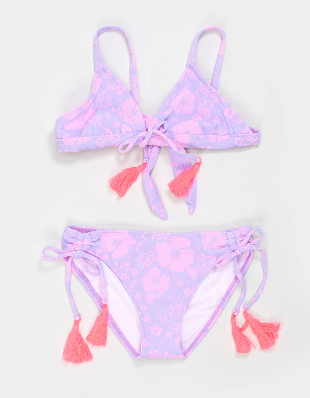 BEACH LINGO Texture Girls Triangle Top Bikini Set - LT PURPLE
