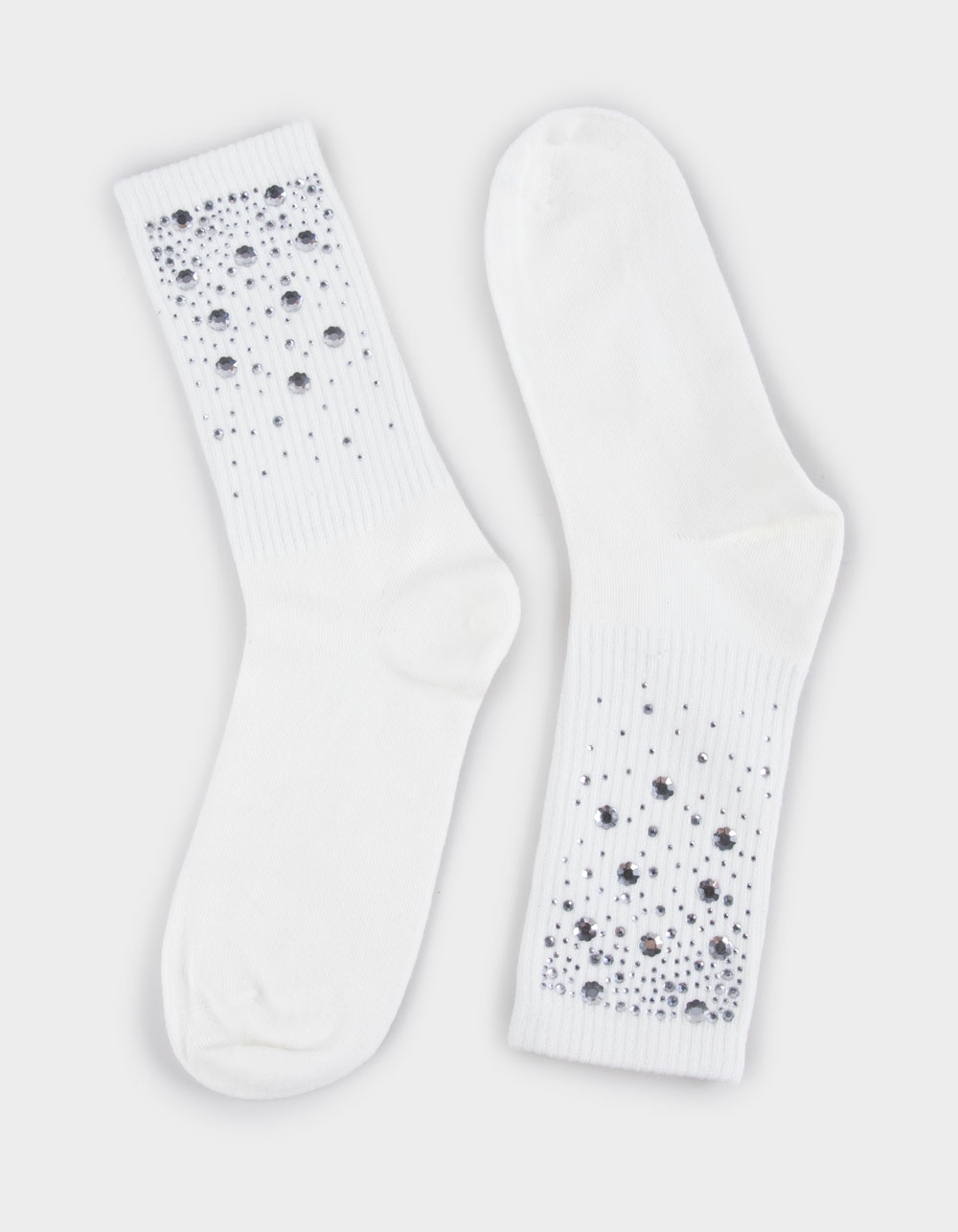 FULL TILT Rhinestone Womens Socks - WHITE